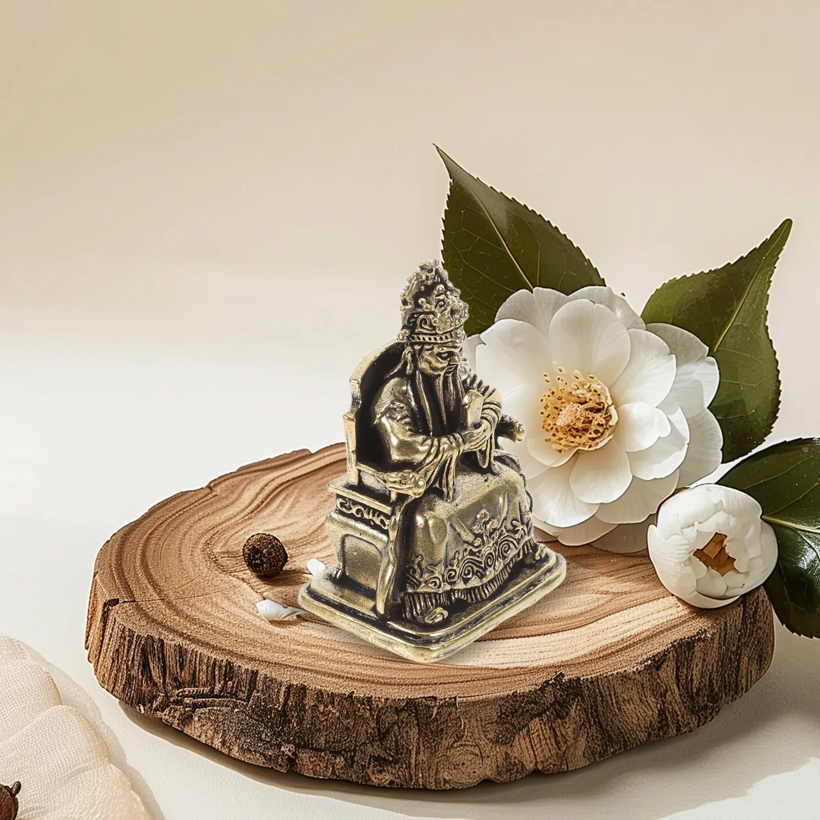 

Wealth Buddha Statue Brass Figurine Home Decor Good Luck Cai Shen Mini Ancient Ornament Car