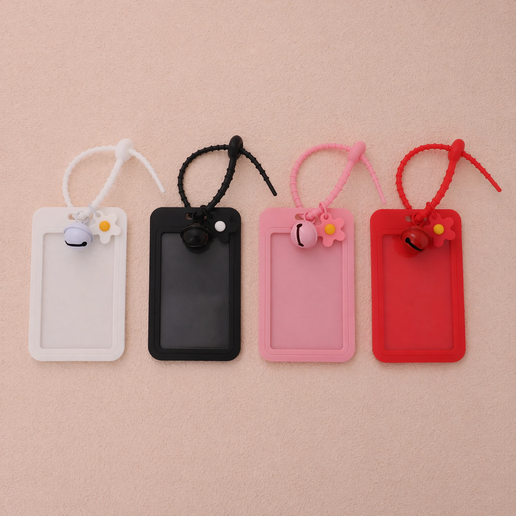 

Cute ID Card Holder with Bell & Flower Charm Women Badge Case For Students and Office Ideas Back-To-School Gift Set