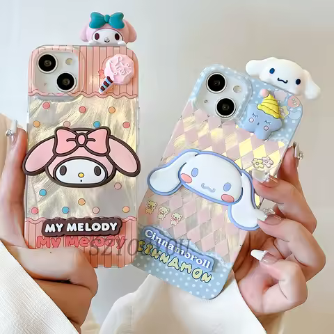 Melody Kuromi Kitty Head Dazzle Lustre Lining Hard Phone Case for Xiaomi 15T 14T 13T Pro 12T Mi 11 Lite Poco X3 X5 X6 X7 F5 F6