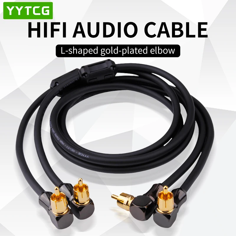 

OFC HIFI 90 Degree Elbow RCA to Male Audio Cable Gold Plated Plugs Right Angled Extension RCA Audio Cable for Home Theater DVD