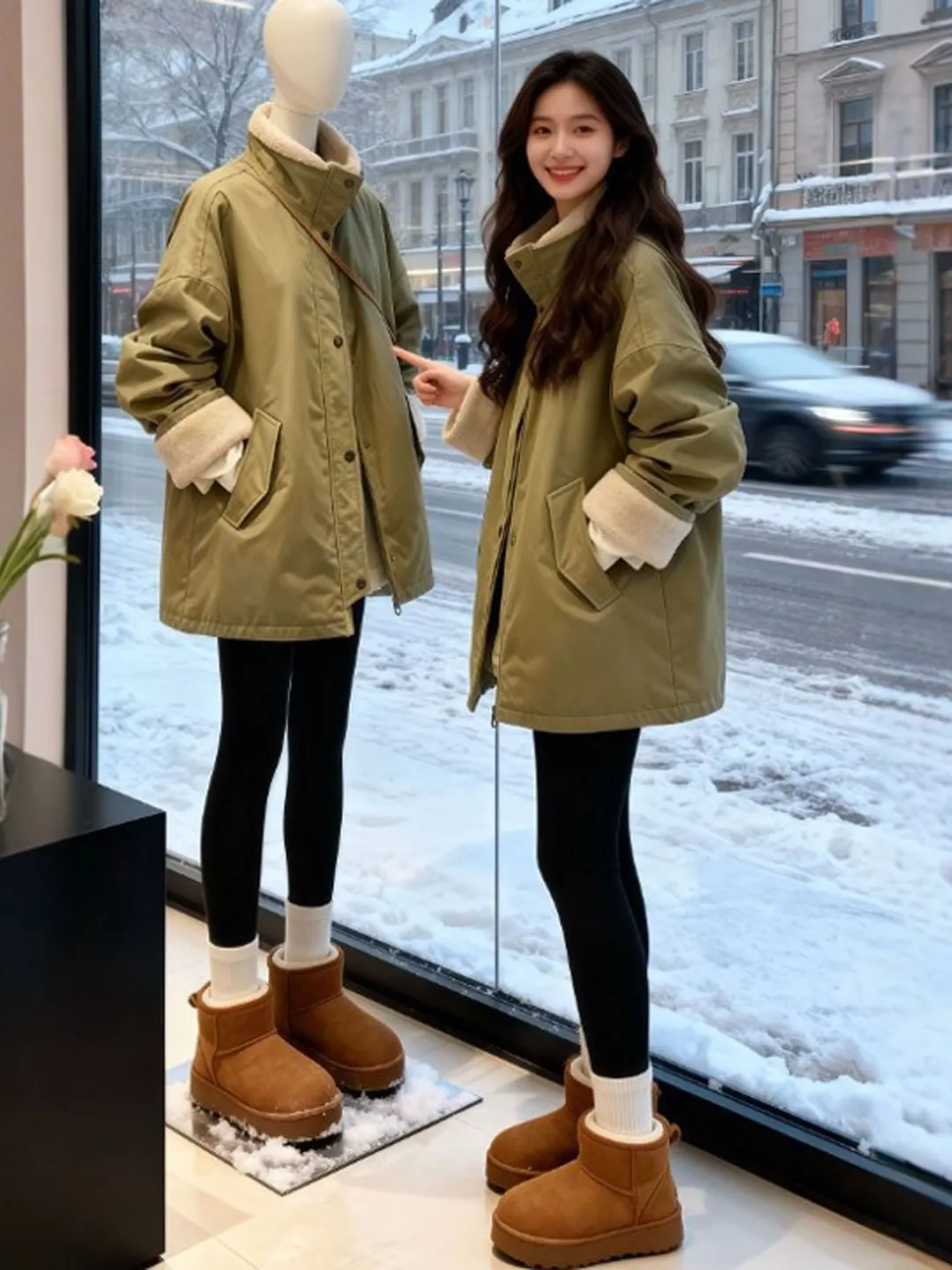 

Корейская свободная хлопковая куртка средней длины: модная верхняя одежда для женщин, комфортная и теплая, на молнии, зимнее пальто