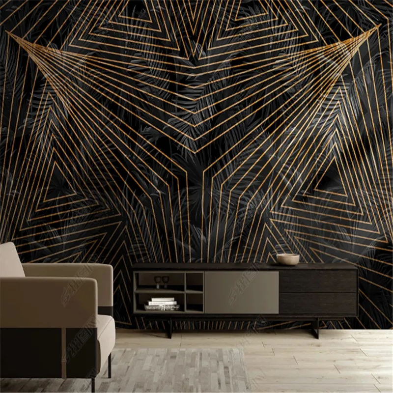 

Modern Minimalist Geometric Lines Retro Tropical Plant Wallpaper for Living Room Sofa Background Wall Papers Home Decor Mural