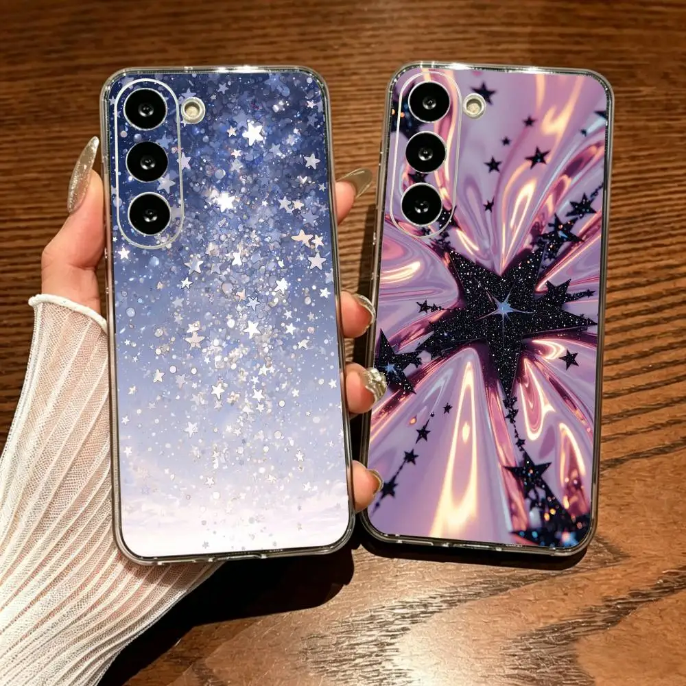 Fashion Glitter Starry Gradient Precise Hole Transparent Printed Phone Case For Samsung Galaxy A73/A72/A71/A53/A52/A51/A22/A91/A