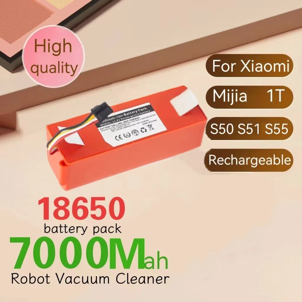 

18650 Li-ion Battery 14.4V 7000mah Robotic Vacuum Cleaner Replacement Battery for Xiaomi Roborock S50 S51 S55 Accessory Spare