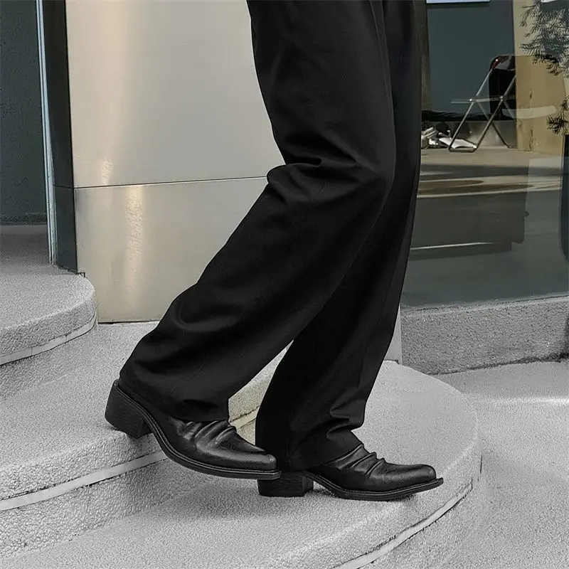 

2025 Men's Upturned Leather Fashion Casual Shoemakers Division Folding Platform Commuting Increases Derby Shoes