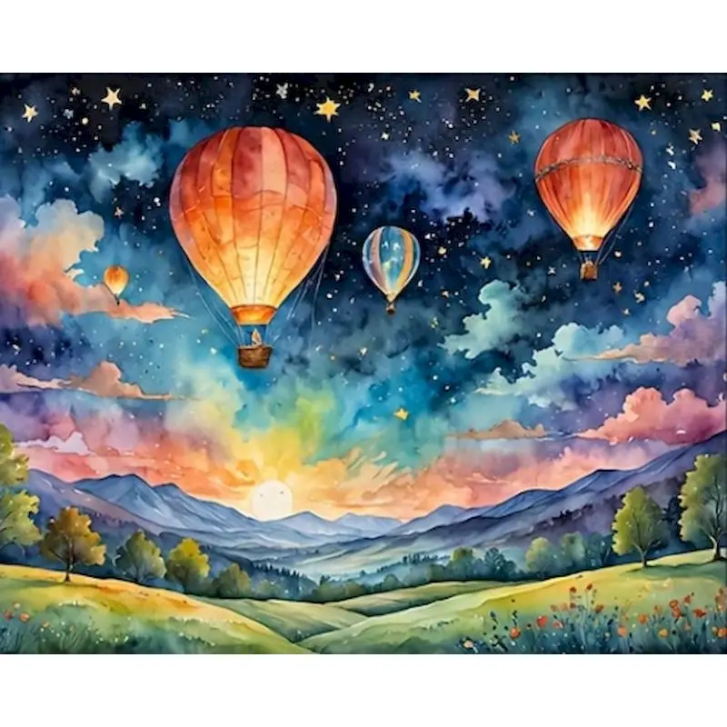 

GATYZTORY Pictures By Numbers hot air balloon Landscape Frame Painting By Numbers On Canvas DIY Home Decoration DIY Gift 40x50cm