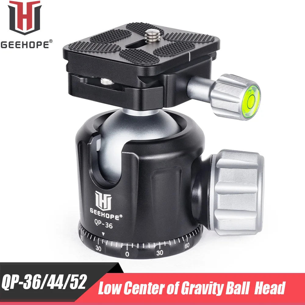 GEEHOPE QP-36/44/52 Low Profile Tripod Ball Head Universal 360 Panoramic Metal BallHead for Tripod Monopod Digital DSLR Camera