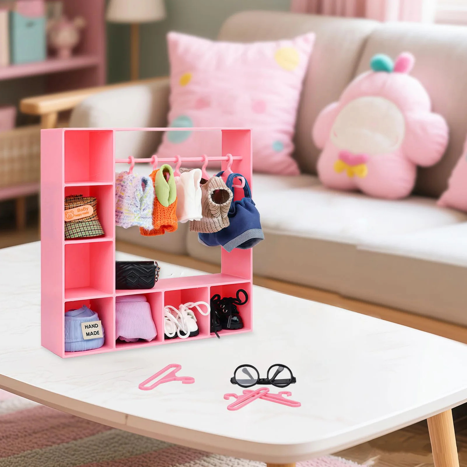 

Doll Clothes Display Rack Multi Grids Plastic Organizer Holder For BJD Doll Clothes Jewelry Accessories Household Organizer Box