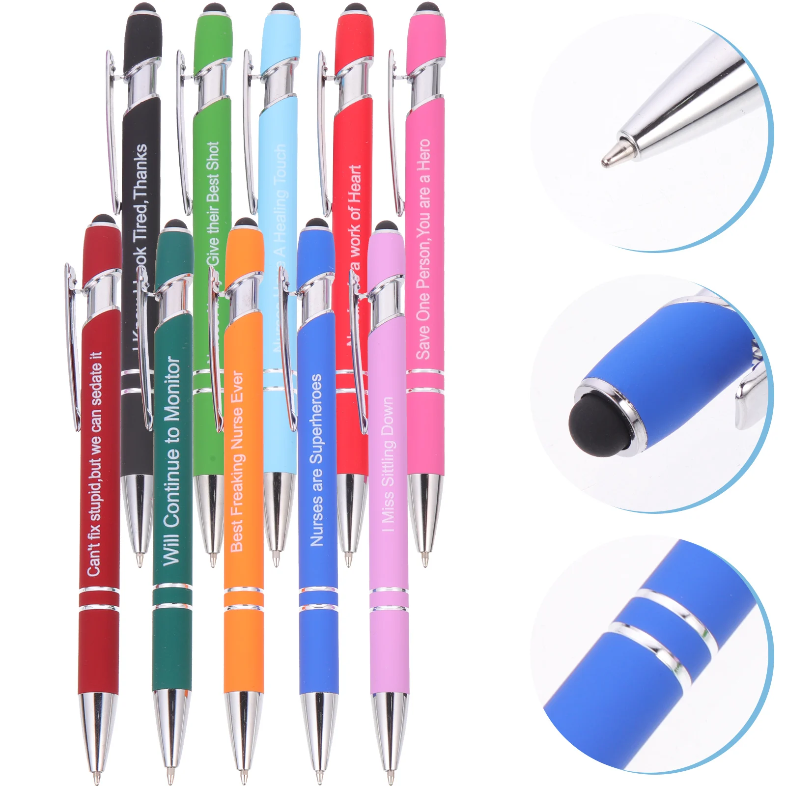 

10pcs Pen Ergonomic Writing Household Fun Portable Ballpoint Ergonomic Fun Pens Pen Office Adult Pens Smooth Metal
