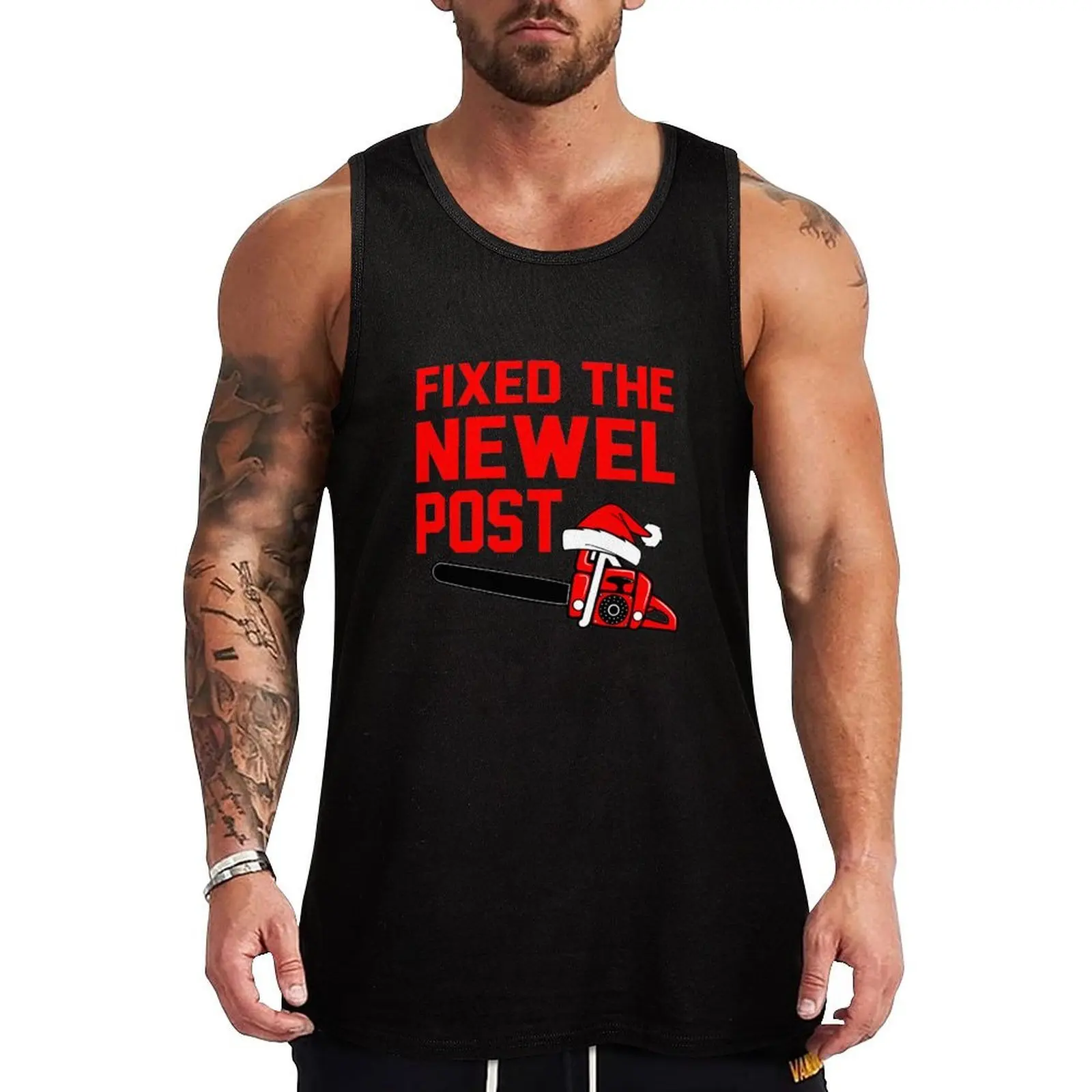 

Christmas - Fixed the Newel Post Tank Top T-shirt male men gym t-shirts for Men's gym summer clothes for men