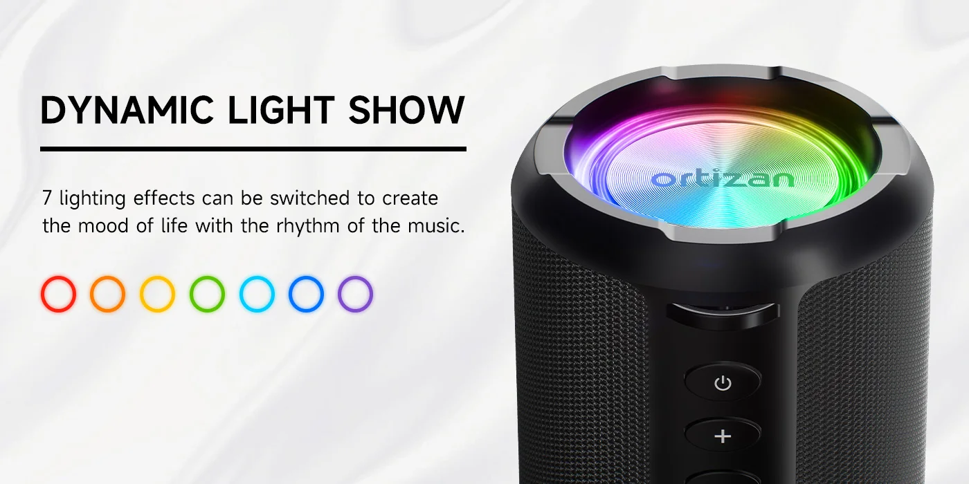 Ortizan X9S Tragbarer Bluetooth-Lautsprecher, Bass Boost HD Loud Sound, kabelloser Lautsprecher mit LED-Licht, IPX7 wasserdicht, 15-W-Lautsprecher – Detail 12