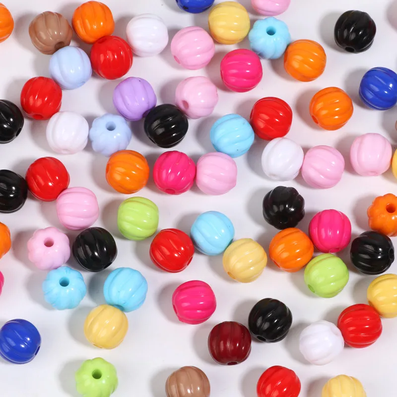 70pcs 10mm Acrylic Pumpkin Beads Colorful Loose Spacer Beads For Jewelry Making Diy Bracelet Necklace Accessories