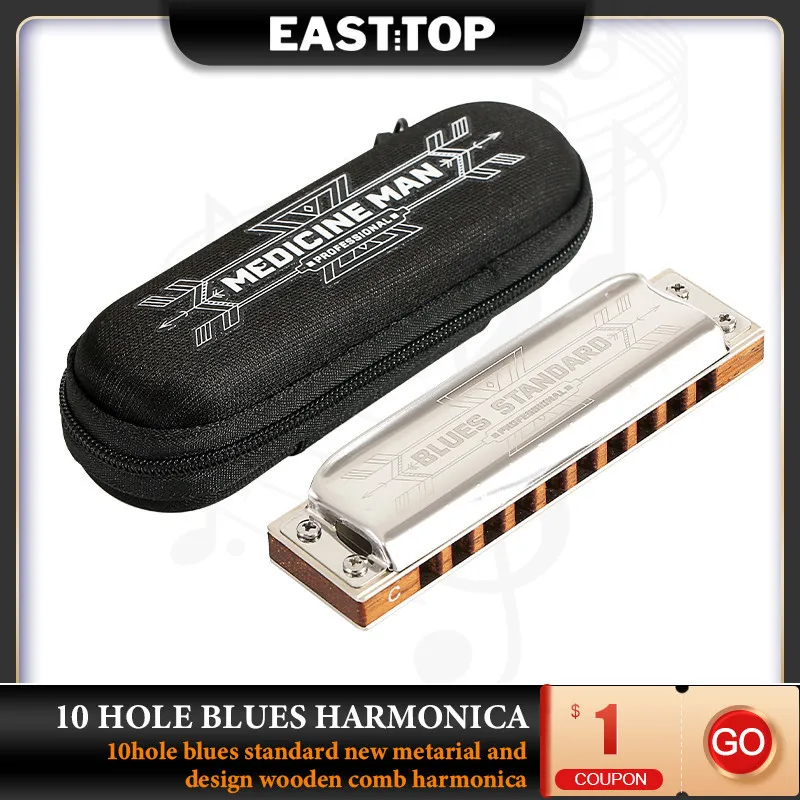 

EASTTOP PRO10 Harmonica Music Instruments Key of C 10 Holes Chromatic Instrumentos Musicales Chromatic Competitive