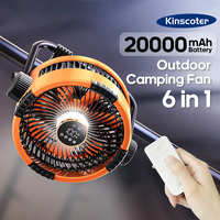 Camping Fan 20000mAh 6 in 1 Outdoor Ceiling Fan 4 Speed Adjustment Rechargeable Desktop Air Circulator LED Lighting Power Bank
