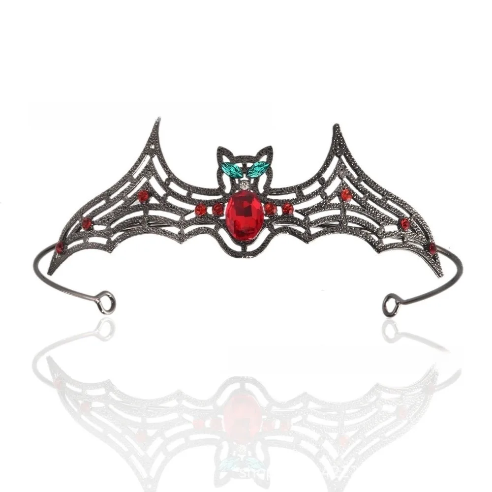 

Retro Metal Halloween Bat Hairband Sparkling Dark Rhinestone Crowns Korean Style Cosplay Props Halloween Tiara Gift