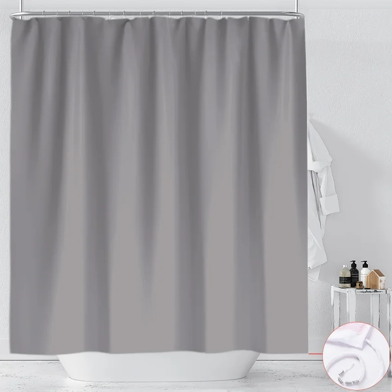 YWJHUI Fashion Shower Curtain, 1pc Foggy Gray Solid Color, Digital Print, Polyester, Woven Knit, Machine Washable, Water-resista