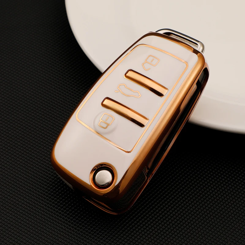 Car Flip Key Case for Audi A1 A3 8P 8L A4 A5 B6 B7 A6 A7 C5 C6 4F Q3 Q5 Q7 Q8 TT S3 S4 S6 RS Key Cover Holder Shell Accessories view 3