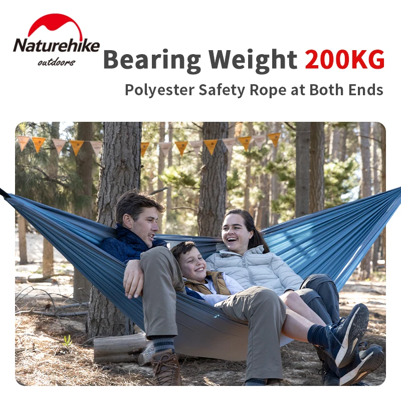 Naturehike Swing Hammock 1-2persons Ultralight Portable Tear Resistance Anti-Rollover Hammock Outdoor Garden 200kg Load Bearing