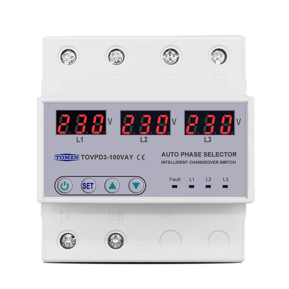 Imagem -04 - Voltímetro Trifásico Trifásico 3p Mais n Din Rail Seletor de Fase com Proteção Ajustável contra Sobretensão Monitor Relés Protetor