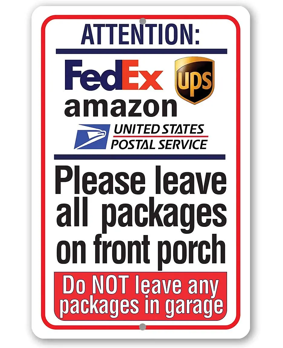 Y1,Delivery Sign for Package and Box Deliveries - Please Leave All Packages Directional Delivery Metal Home, Porch Entry