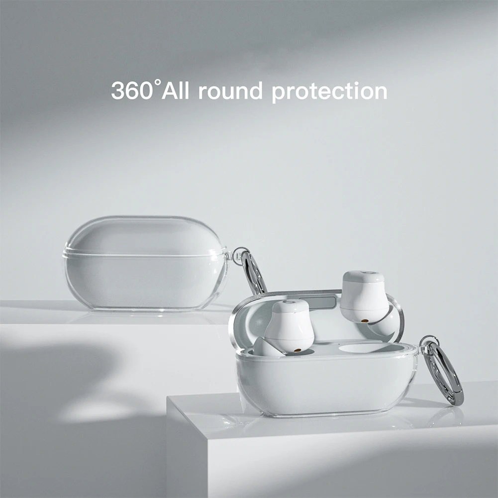 Penutup lembut untuk Beats Solo Buds earbud nirkabel casing silikon transparan penutup earbud tahan guncangan casing penutup dengan gantungan kunci