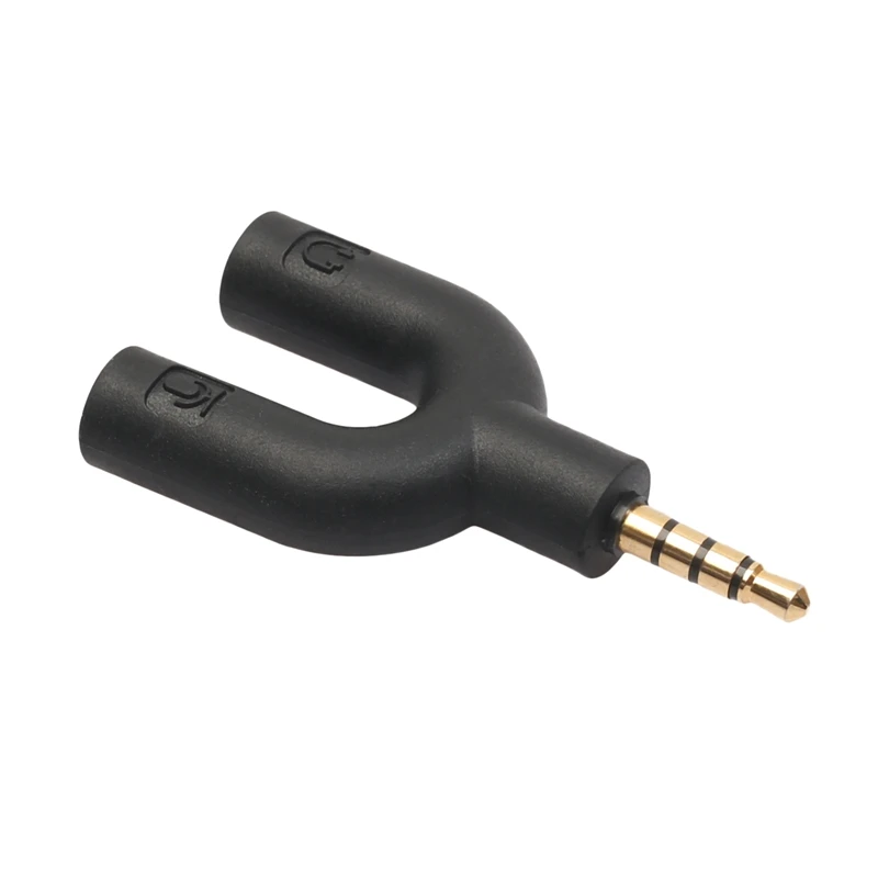 U Type Adapter Dual 3.5 MM Headphone Plug Audio Cables Splitter Microphone 2 In 1 Swivel Connector For Android Iphone