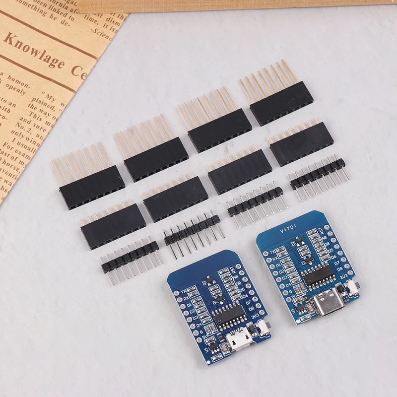 D1 Mini TYPE-C/Micro Esp8266 ESP-12F Ch 340G Mini Wifi Ontwikkeling Board 3.3V Met Pinnen