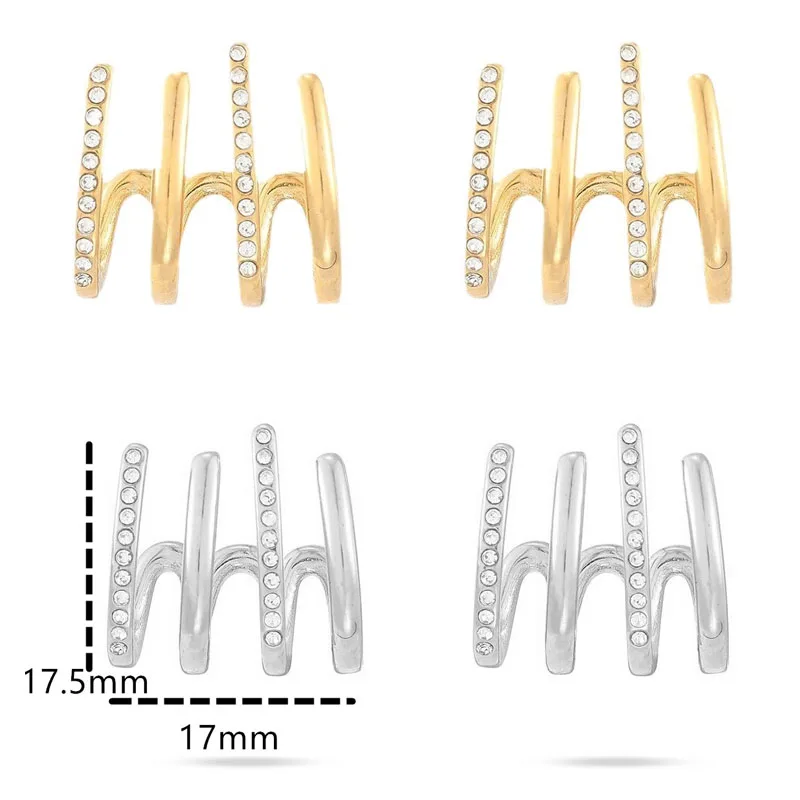

1 пара четырехзубых наушников во французском стиле ретро, инкрустированных бриллиантами, серьги из нержавеющей стали и редкой титановой стали