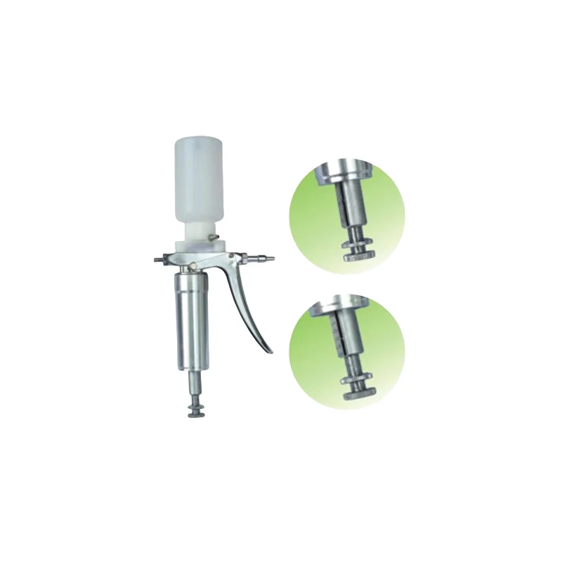 

Type K adjustable continuous syringe Metal vaccine injector with bottle for animal