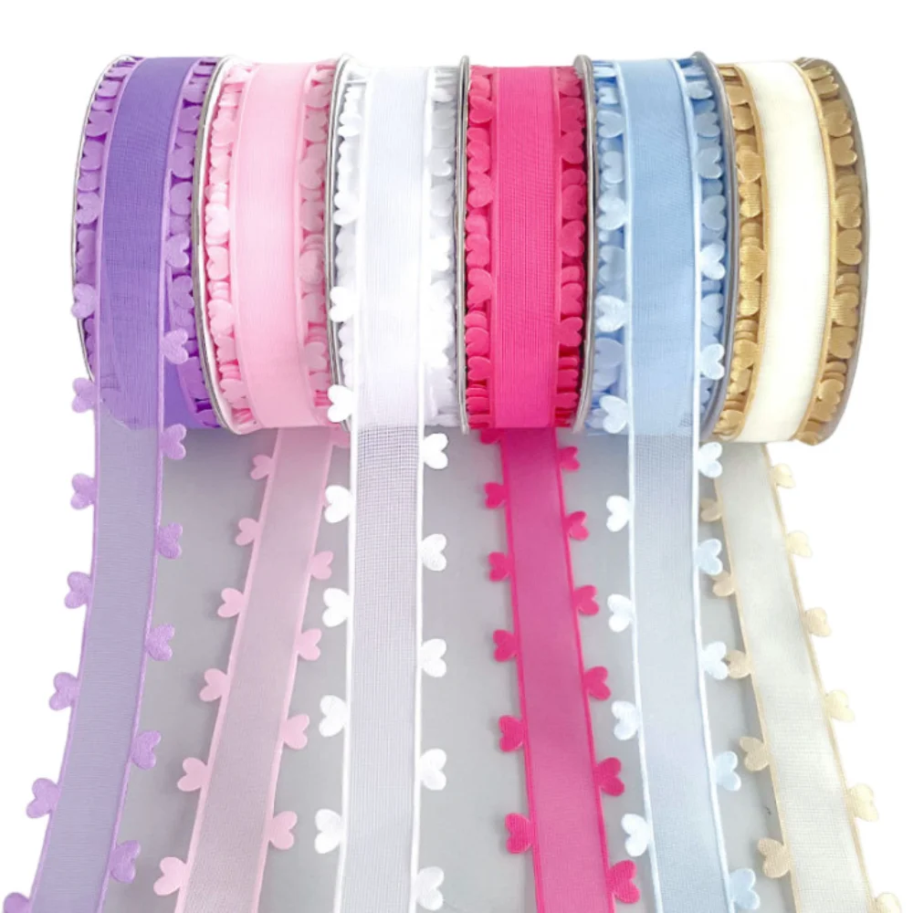 

Лента Красочная лента в форме сердца Лента «Любовь» из органзы для декора ко Дню святого Валентина Свадебный декор Цветочная упаковка