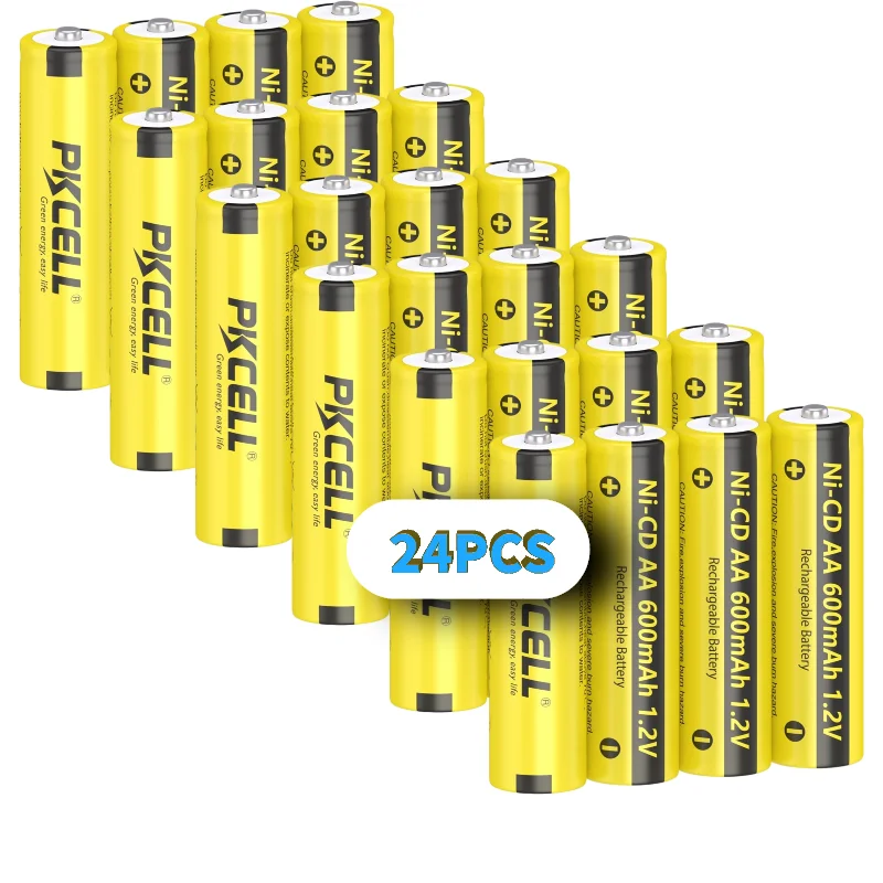 

24PC PKcell 1.2 V Rechargeable NICD AA 600mah Industrial Battery NI-CD AA 600mah Rechargeable Batteries For Trimmer