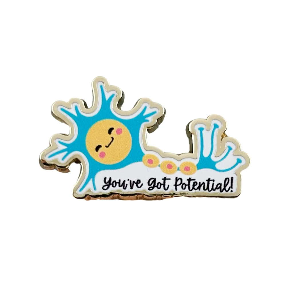 لقد حصلت على شارة محتملة لطيف المينا العصبية دبوس مضحك ميمي العلوم بروش مختبر علم الأحياء عالم هدية جمع ديكور #1