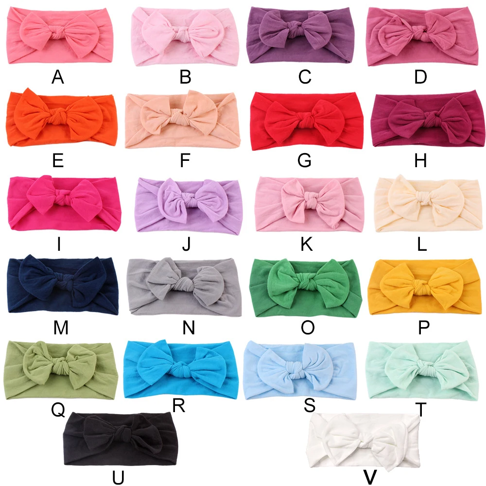 One Size Newborn Bow Headwrap Baby Girl Headband Nylon Bow Knot Baby Hair Band Infant Hair Elastic Turban Kids Hair Accessories