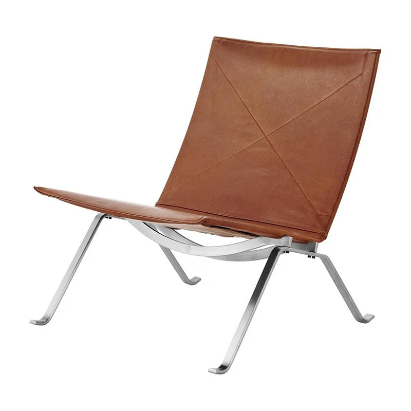 Lazy sofa Nordic modern stainless steel brushed recliner office leisure chair metal skeleton