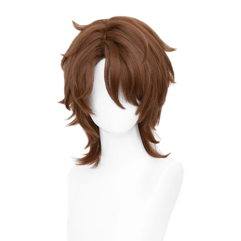 Wig l-email rambut sintetis permainan Honkai Star Rail Gallagher Wig Cosplay 40cm warna coklat Wig Cosplay wig tahan panas