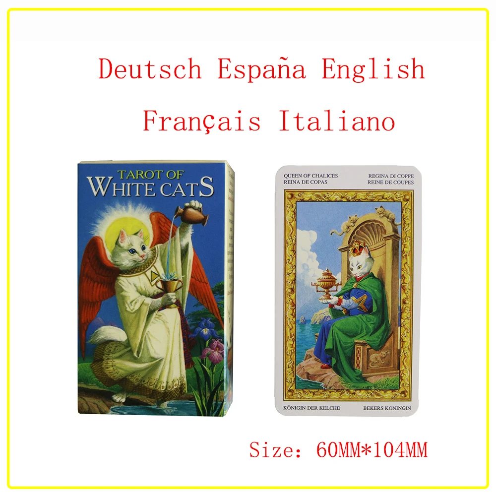 In Spanish .Tarot Of White Cats.tarot Cards For Beginners.Tarot For Fortune Telling Divination Board Game Card