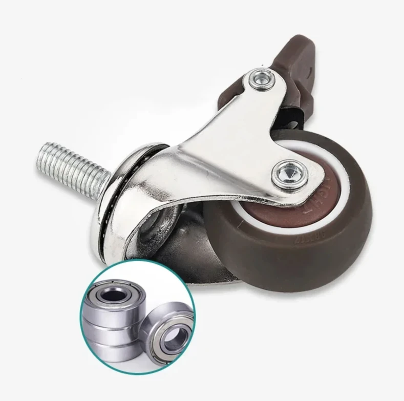 4Pcs Soft Rubber Swivel Furniture Casters Silent Roller Wheels for Baby Crib Bed Trolley Household Replacement Accessory