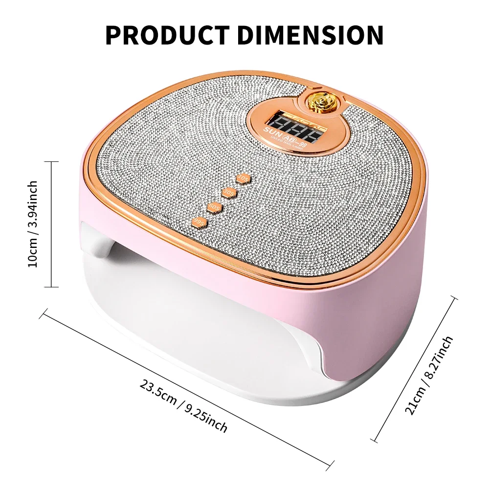 Limegirl Nail LED UV Lamp for Quick Drying Gel Nails Polish Resin 4 Timer Diamonds Design 45LED UV Manicure Light Dryer Machine