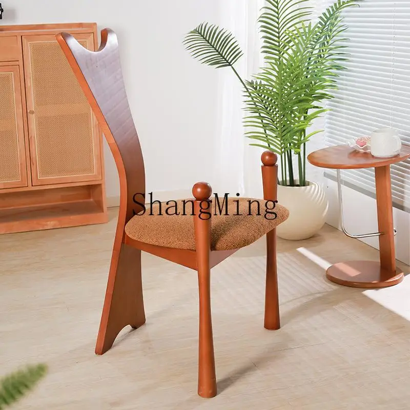 

CL medieval solid wood home dining chair soft bag makeup simple retro style dining table chair