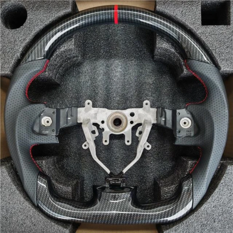 

For SUBARU WRX 2008 2009 2010 2011 2012 2013 2014 Carbon Fiber Look Steering Wheel Nappa Preforated Leather Racing Wheel