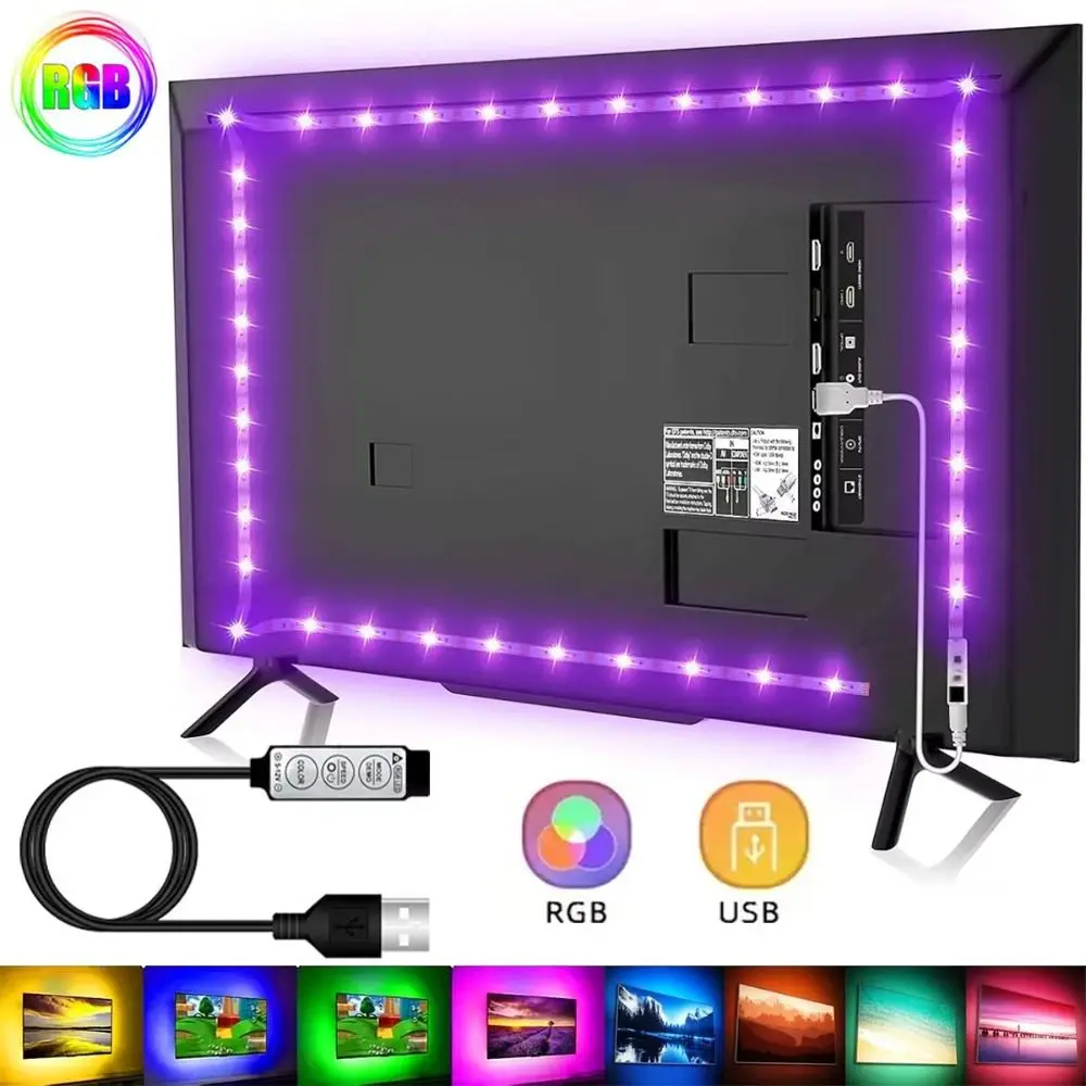 

USB Powered RGB Light Strip 3 Key Control Dynamic Modes LED Light Strip 5 V Low Voltage Color Light TV Background Light