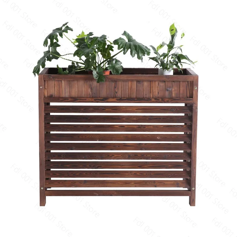 Anti Corrosion Wooden Outdoor Air Conditioning Trellis Cover Solid Wood Host Holder for Balcony Fence Decoration