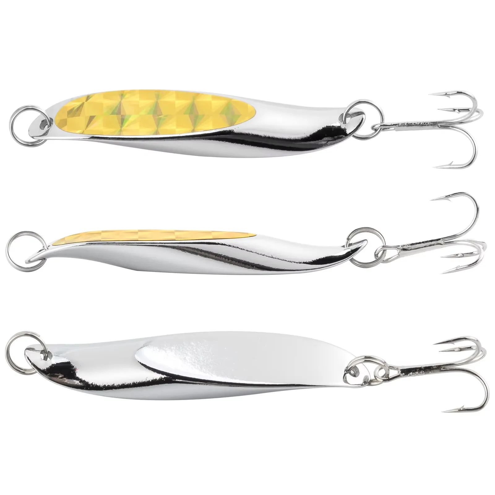 1PCS Silver-plated Metal Vib Spinners Spoon Lures With Laser Lure Sticker Artificial Fish Scale Skin Spoon Lure Hard Bait 5g-20g