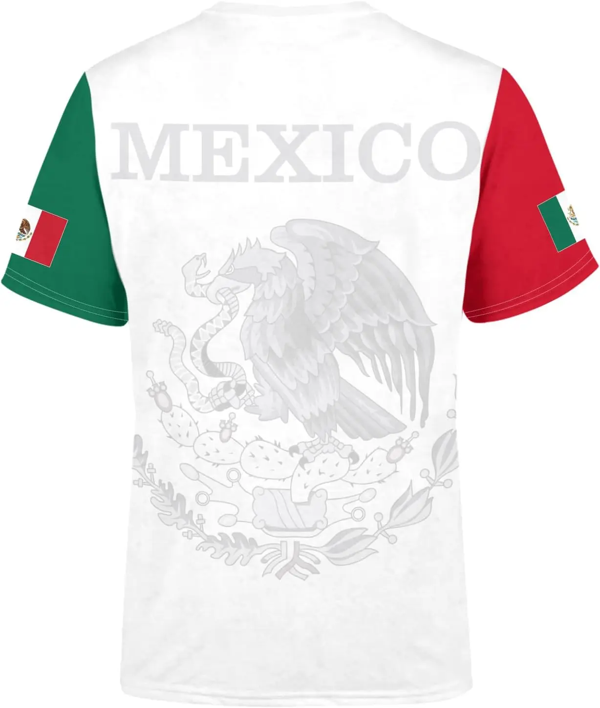 Mexico T-shirt Mexican Flag Shirt Neutral Crew Neck Short Sleeve 3D T-shirt Top