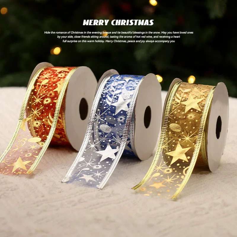 Soft Texture Xmas Webbing Ribbon Easy to Tie and Hang for Warm Home Christmas Scene Atmosphere Creation