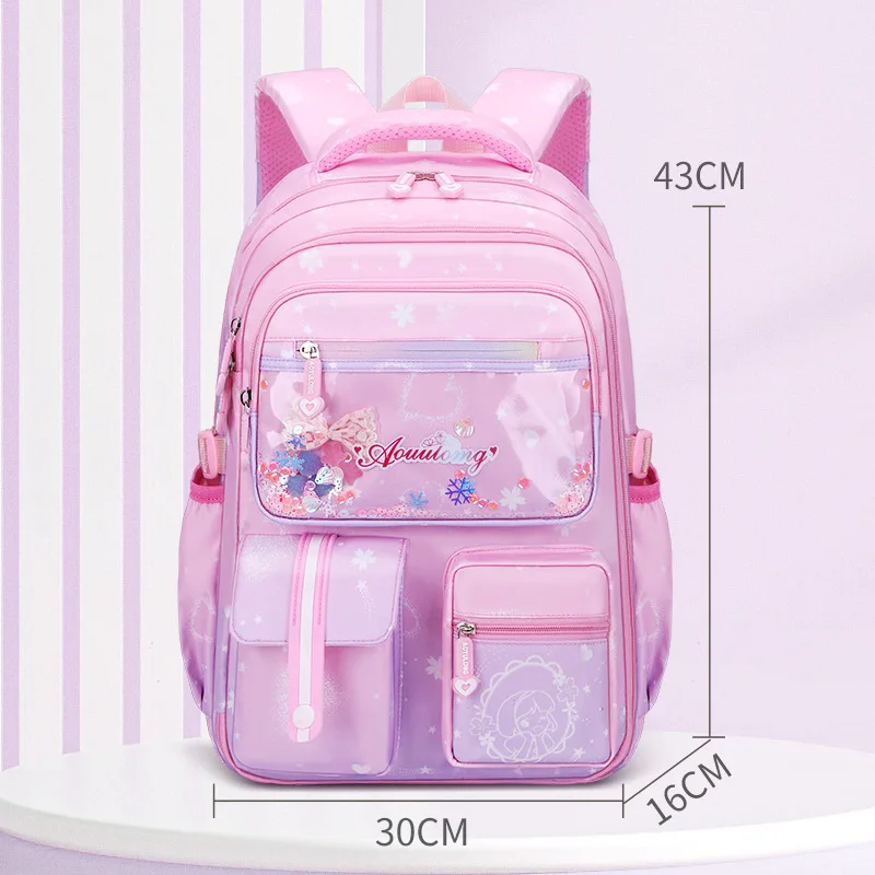 Imagem -02 - Princesa Frigorífico Porta Mochila Spine Protector School Book Shoulder Bags Bonito Schoolbag para Estudantes Meninas e Crianças Novo 2024