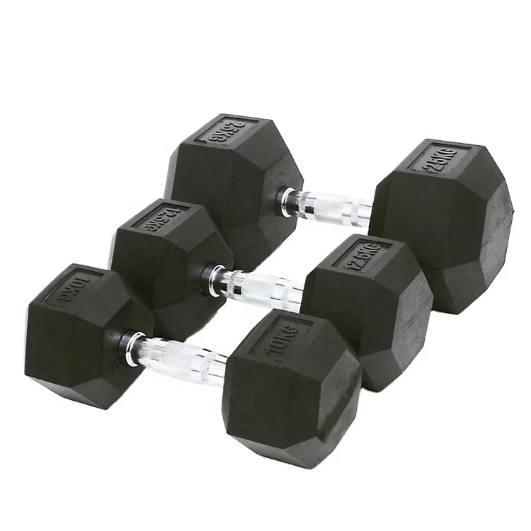 Rubber Round Dumbbell Exercise 5kg 7.5kg 10kg Dumbbells Home Gym Hex Dumbbell Set