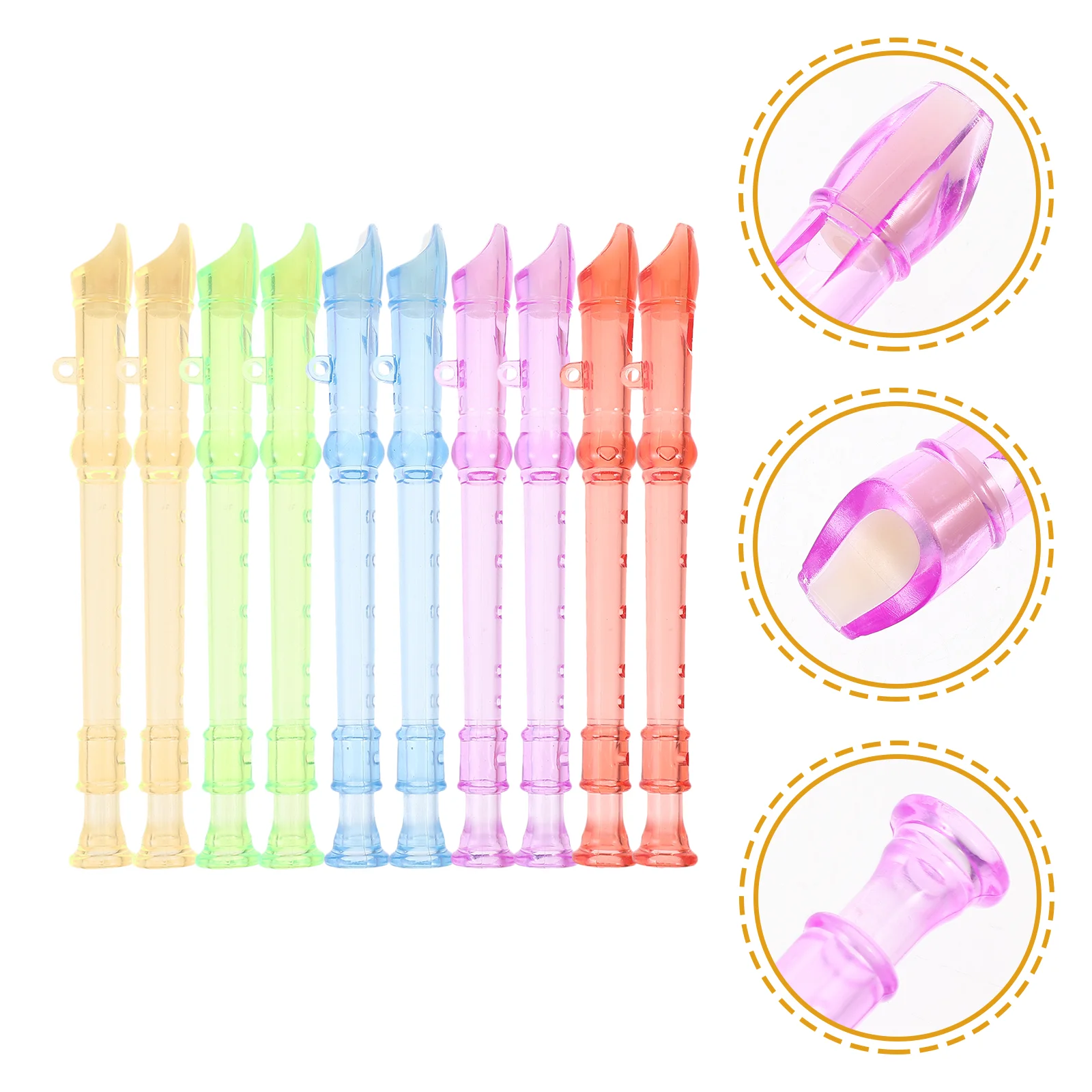 10 Pcs Transparent Small Flute for Early Childhood Education Kids Toys Music Instrument Plastic Classical Children 6 Holes Mini