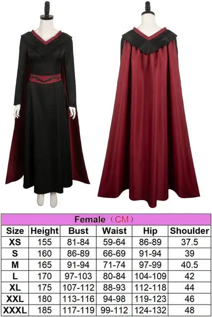 Rhaenys femminile Cosplay Fantasy Dress mantello Roleplaying Costume Cape outfit per donne adulte ragazze Halloween Carnival Suit