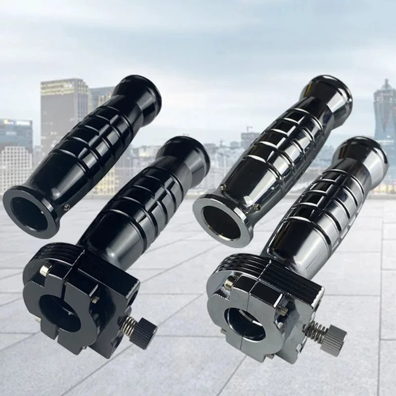 Retro CNC Aluminum Alloy 22mm Motorcycle Handlebar Grip Assembly Items with Double Throttle Cover & Fuel Dispenser Universal Fit
